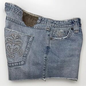 Industrial Cotton Womens Denim Cut Off Distressed Shorts Sz 9 Blue Jeans 2”